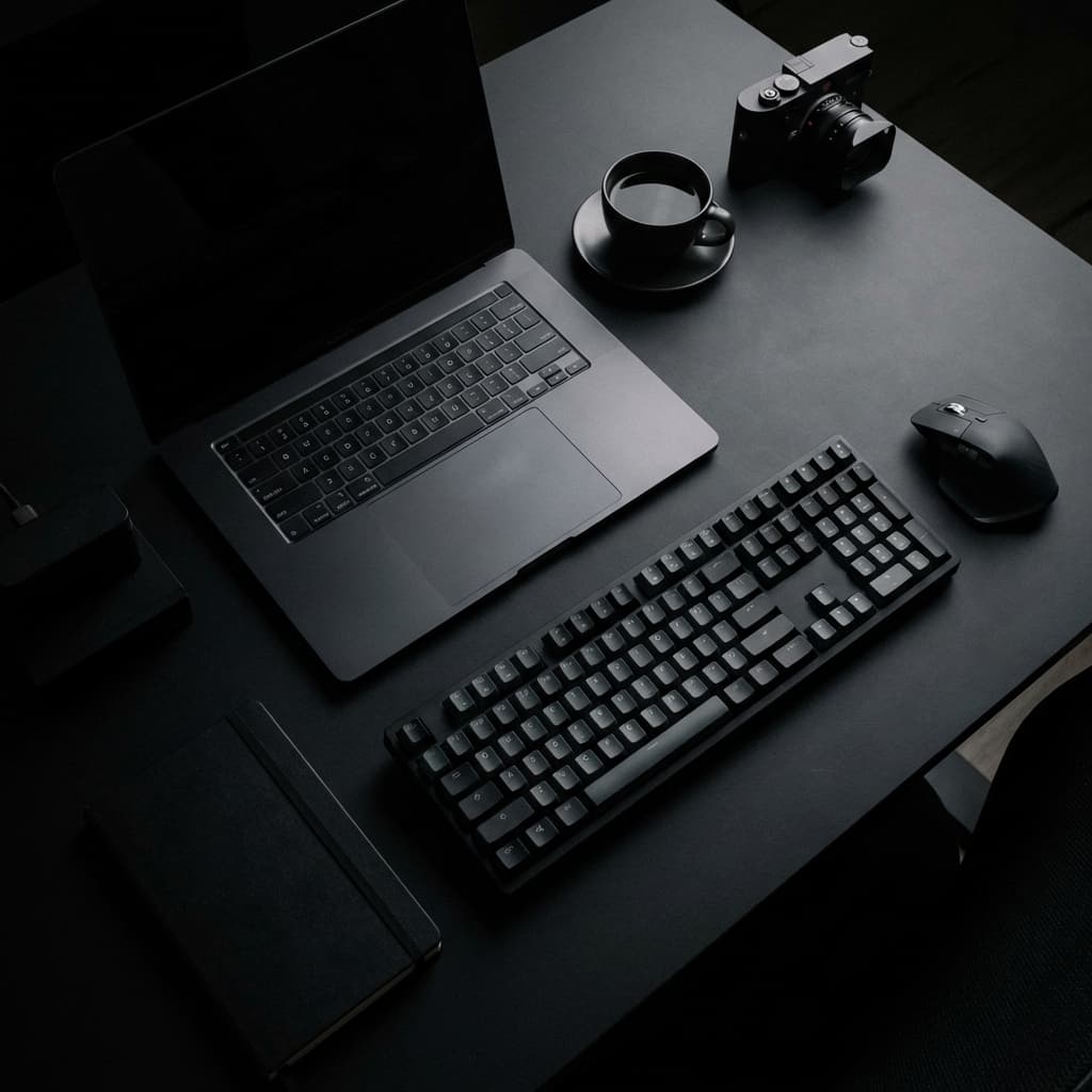 Black and white workspace